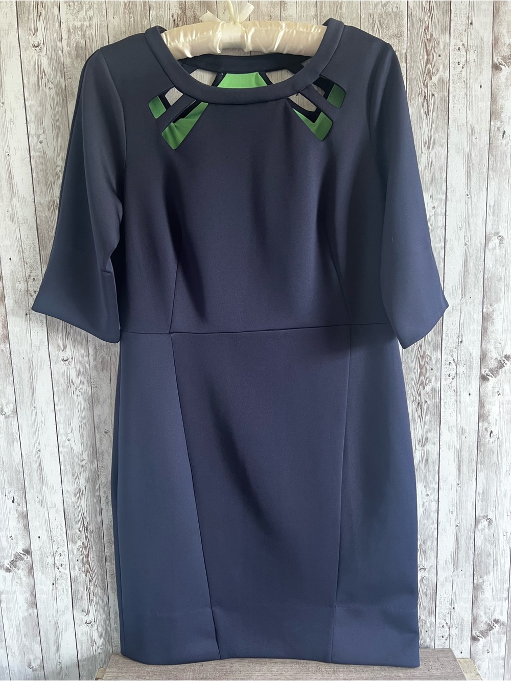 Gretchen Scott Designs Navy Mini Dress Cutout Detail Preppy Coastal Medium